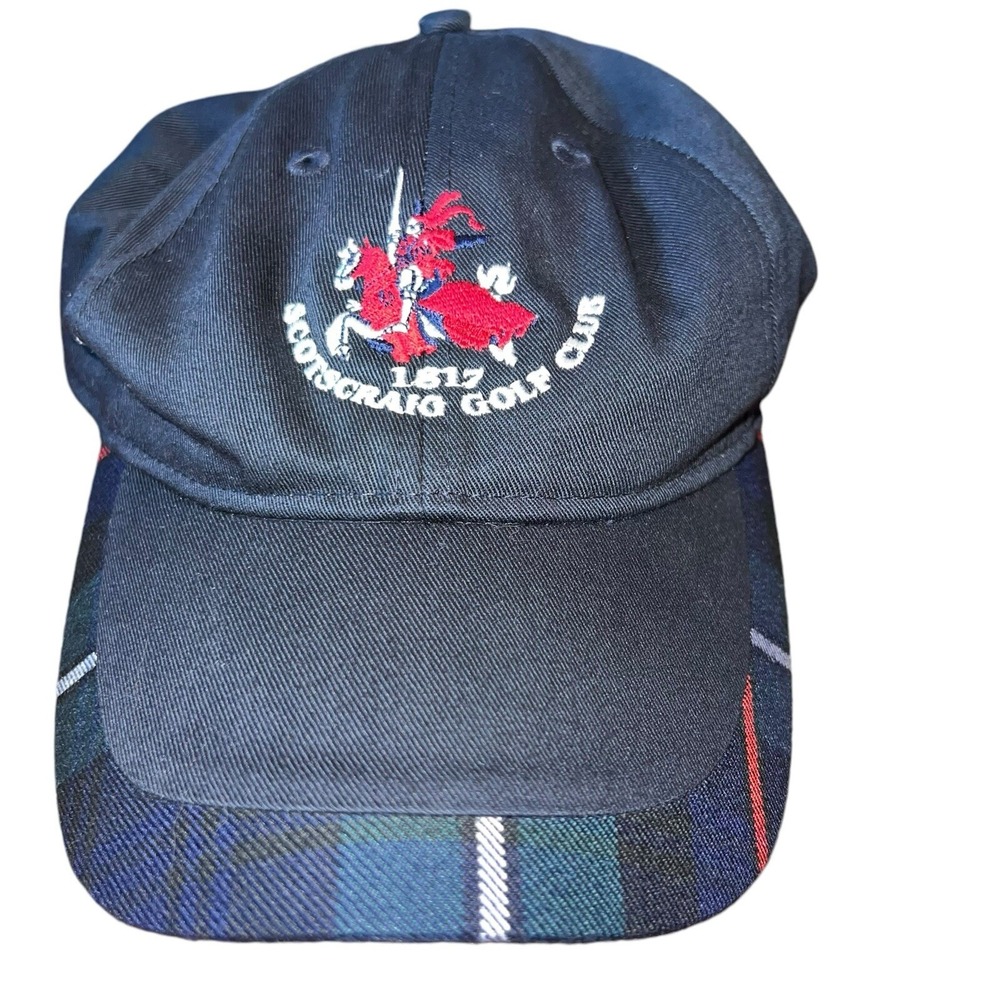 Icon Atholl Navy Blue‎ Scotscraig Golf Club Tartan Plaid Trim Baseball Cap Hat